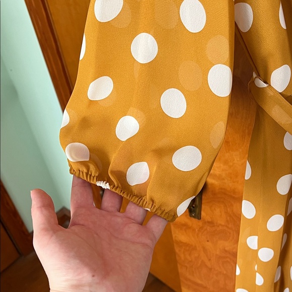 Danny & Nicole Mustard Polka Dot Midi Dress - Picture 2 of 5